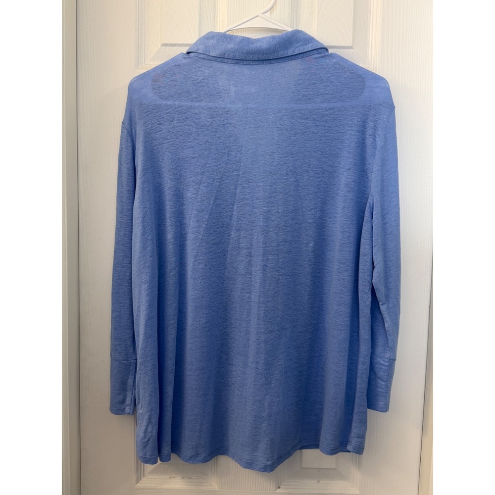 J. McLaughlin Brynn Top Womens XL Blue Linen Blend Knit Button Front Shirt NWT - Picture 5 of 7